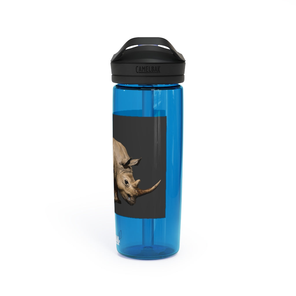 Rhino CamelBak Eddy® Water Bottle in 20oz and 25oz sizes, showcasing its durable Tritan™ material and spill-proof design.